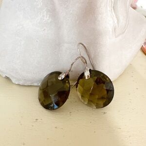 Smokey Topaz Large Circle Earrings